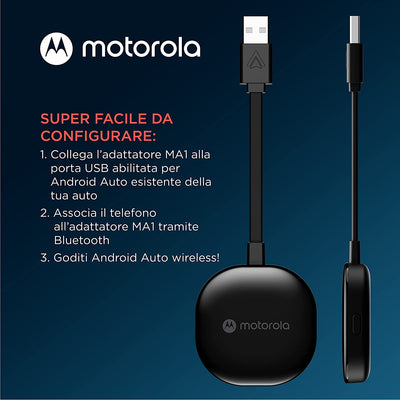 Adattatore Wireless per Auto  MA1 Android Auto - Connessione Istantanea Dallo Smartphone Allo Schermo Dell'Auto Con Facile Configurazione - Adattatore USB Plug-In Diretto