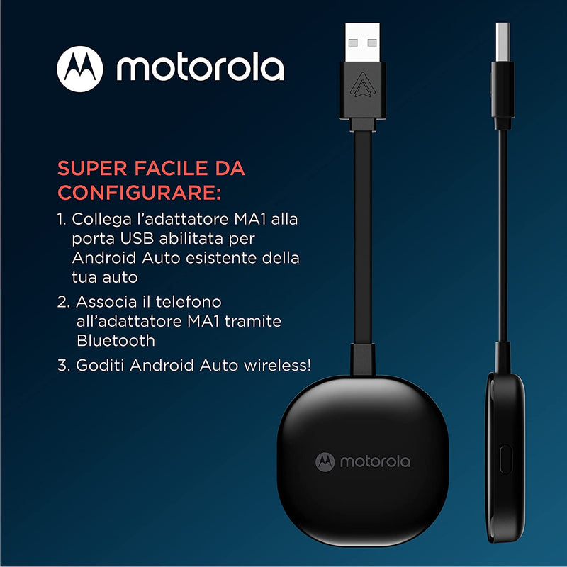 Adattatore Wireless per Auto  MA1 Android Auto - Connessione Istantanea Dallo Smartphone Allo Schermo Dell&