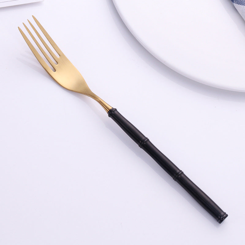 Western Tableware with Bamboo Blue Handle and Gold Head