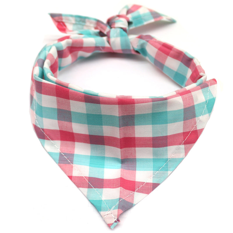 Pet Dog and Cat Plaid Cotton Triangle Scarf