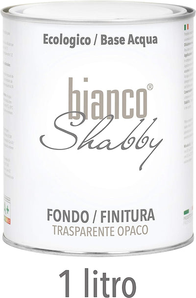 CHALK PAINT Bianco Naturale & FINITURA + PENNELLO - Pittura Shabby Chic EXTRA OPACA (1 Litro) + Finitura Trasparente Opaco (1 Litro) + 1 Pennello Pro 40 Mm