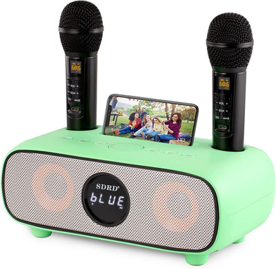 Karaoke Con Microfono,Bluetooth Karaoke Professionale Completo,Cassa Con 2 Microfono Wireless Portatile,Cassa Karaoke Con Supporto per Cellulare/Usb/Tf/Aux, per Bambini, Riunioni, Picnic