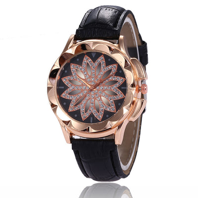 Rhinestone Cross Ladies Belt Watch Foreign Trade Explosion Models Rose Gold Large Dial Lucky Quartz Watch