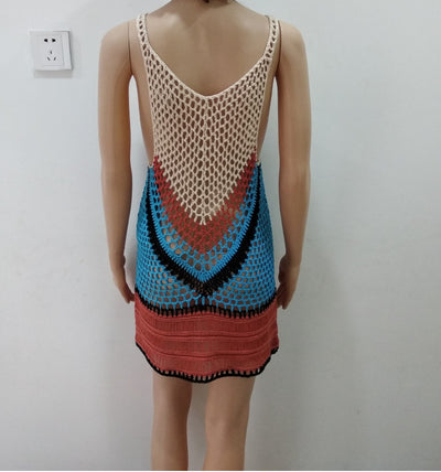 Knitted Cutout Bikini Top Beach Tank Top Sun Protection Shirt