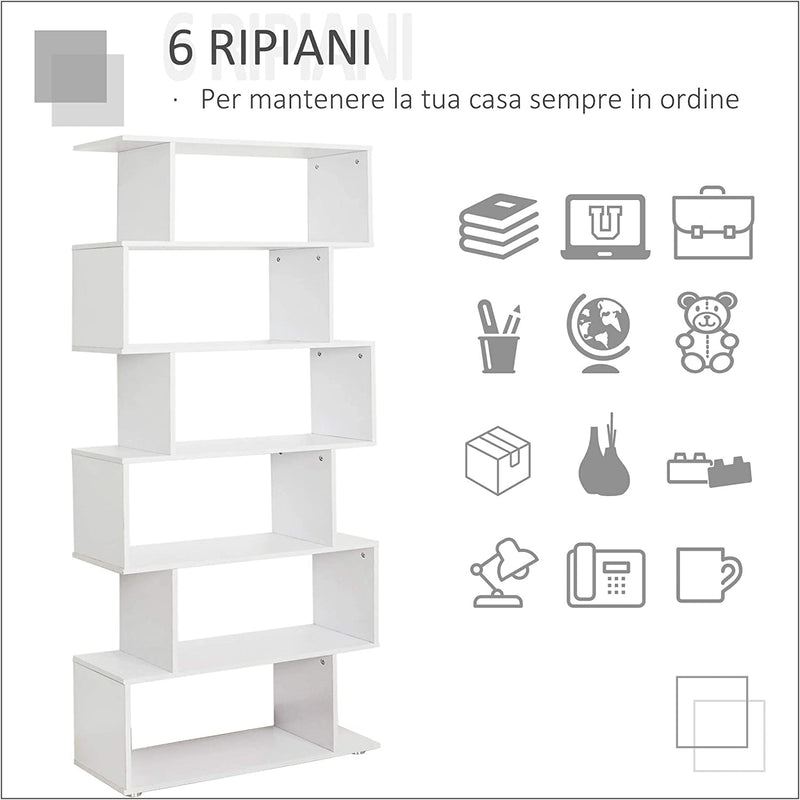 Libreria Di Design Mobili Ufficio Scaffale in Legno 80X24X191Cm Bianco