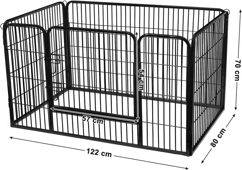 Recinto per Animali in Metallo, 122 X 80 X 70 Cm, Nero PPK04BK