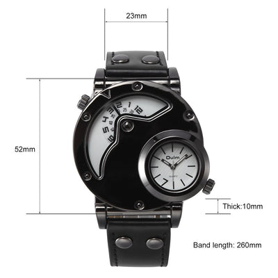 OULM Dual Time Zone Quartz Watch