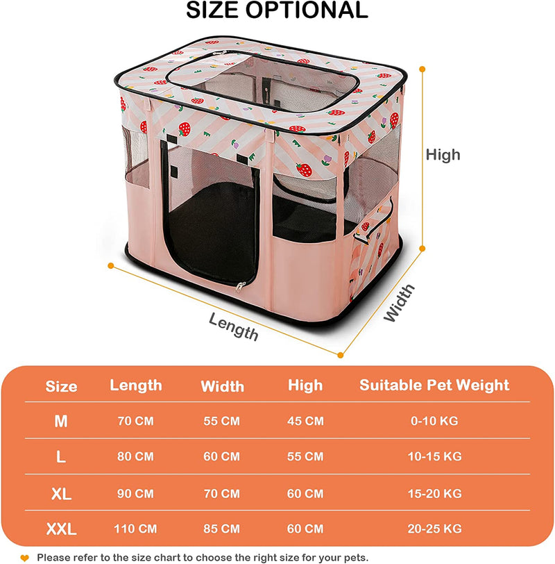 Pieghevole Portatile Scatola Recinto per Cani Impermeabile Box per Animali Recinto Box per Animali Cani Gatti Cuccioli Con Cerniera per Interno Esterno Rosa A