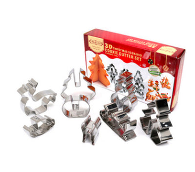 8/18-Piece Set Gingerbread House Stainless Steel Christmas Scenario Cookie Cutters Set Biscuit Mold Fondant Cutter Baking Tools