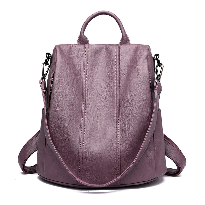 All-Match Leather Soft Leather Anti-Theft Multifunctional Backpack