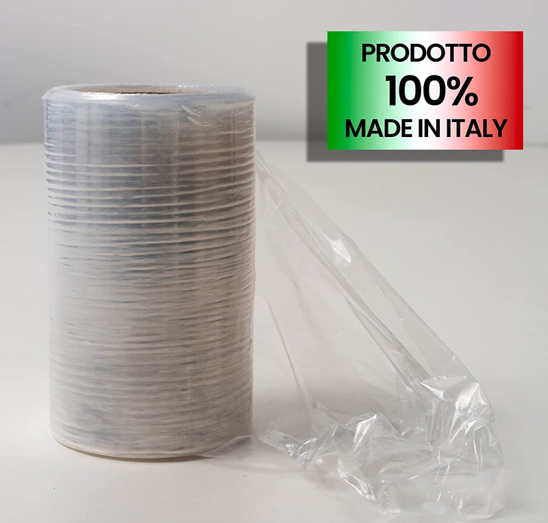 Pellicola Film Estensibile Trasparente per Imballaggio - 300 Metri X 12 Cm - Made in Italy - Bobina per Protezione, Confezionamento Oggetti Nel Trasporto – Antistrappo E Antigraffio