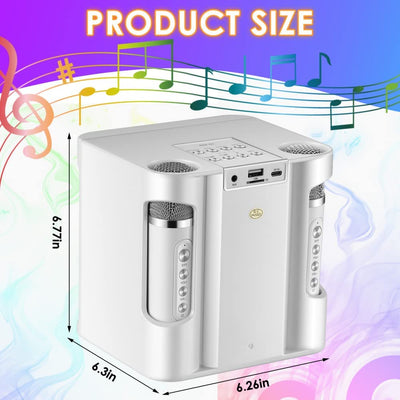 Bluetooth Sistema Di Karaoke, Sistema Di Altoparlanti PA Con 2 Microfoni Wireless, Altoparlante Karaoke Macchina Con USB, per Riunioni, Picnic(D'Argento)