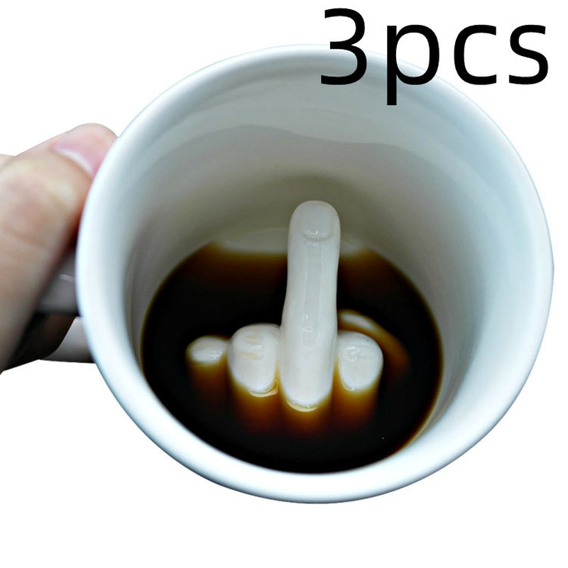 Character Ceramic Middle Finger Cup Coffee Cup with Middle Finger Up