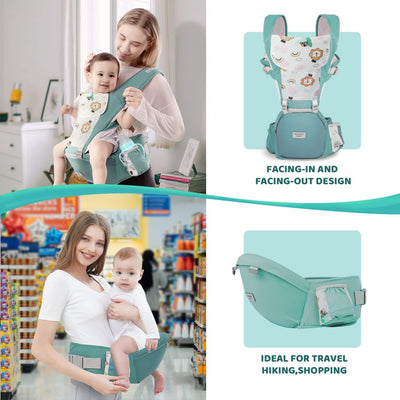 Marsupio Neonati Ergonomico, Porta Bambino Con Sedile Multiposizione, Marsupio Con Bavaglini, Puro Cotone Traspirante Leggero, Ideale Neonati E Bambini Da 0-36 Mesi(Inferiore a 20Kg)