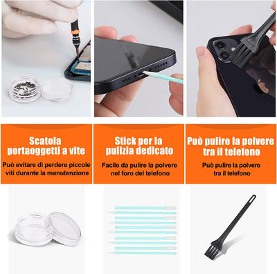 42 in 1 Corredo Di Riparazione Tool, Kit Cacciavite Di Riparazione per Smartphone,Per Telefoni Della Serie Iphone, Ipad, Tablet, Laptop