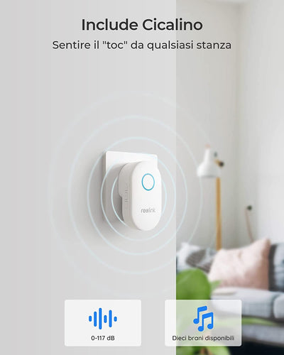 Videocitofono Campanello Wifi + Chime Kit, 5MP Video Doorbell Wifi 2,4/5 Ghz, Rilevamento/Avviso Intelligente Di Umana, Audio Bidirezionale, Visione Notturna a Infrarossi, Supporta Sd/Cloud