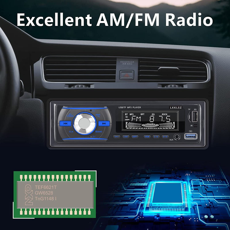 Autoradio Autoradio Ricevitore Radio Audio LCD Singolo Din Con Lettore MP3 Bluetooth Chiamate in Vivavoce Radio AM/FM Ingresso AUX TF/USB Ricarica Rapida