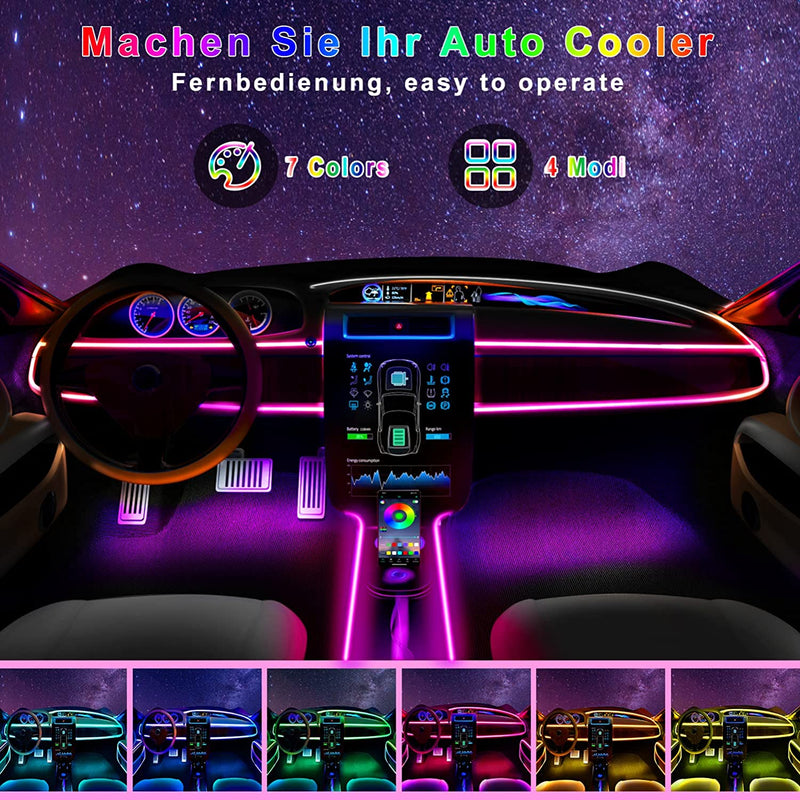 Illuminazione Interna Auto 5V 5050 RGB 4M, Led Strip Car Con App,Pulsante Di Controllo, Luce Di Atmosfera USB Neon Musica Striscia Nero Cavo