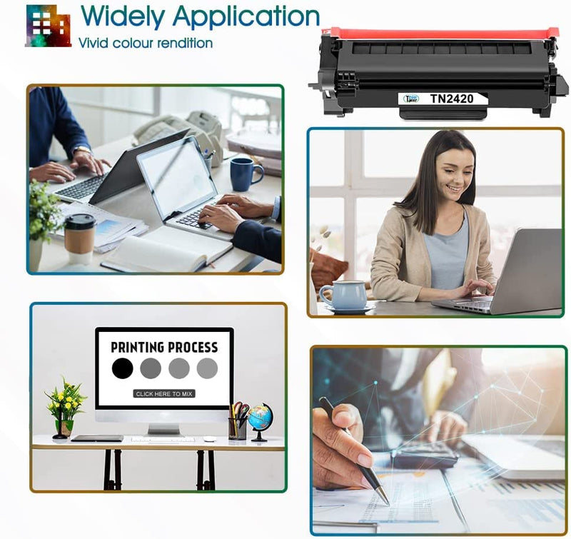 TN2420 Compatibile Cartuccia Di Sostituzione Toner per Brother MFC L2710DW L2710DN MFC-L2710DW MFC-L2710DN MFC-L2750DW HL-L2350DW DCP-L2510D DCP-L2530DW TN 2420 TN-2420 TN2410 Nero 2-Pack