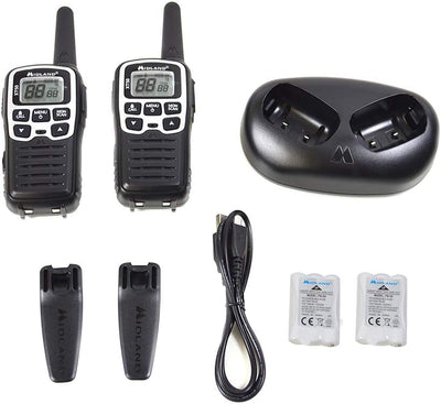 XT50, Radio Walkie Talkie a Ricarica Rapida, 24 Canali PMR446 Senza Licenza, 8 Km Di Portata, 38 Toni CTCSS, Ricaricabile Con USB, Nero/Bianco, Confezione Con 2 Unità