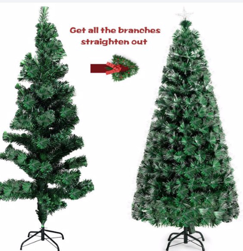 5Ft Pre Lit Fiber Optic Christmas Tree Modes PVC Double-Color Lights