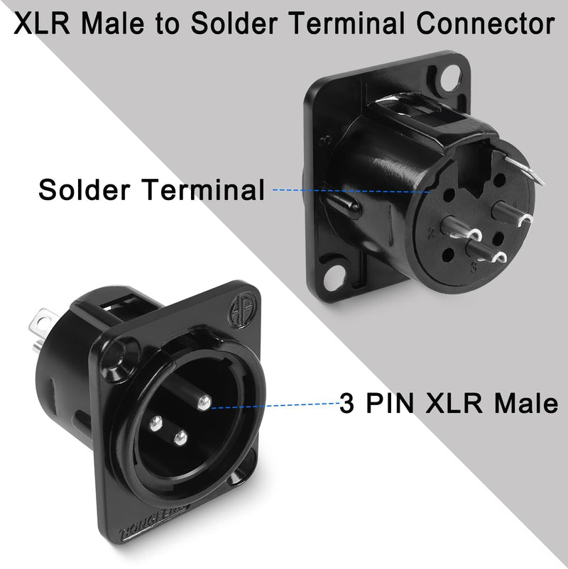 XLR Pannello Montaggio Audio Adattatori XLR Maschio a Saldare Terminale Connettore 3 Pin XLR Saldare Pannello Maschio Presa, per Suono Professionale Bilanciato/Sbilanciato Microfoni