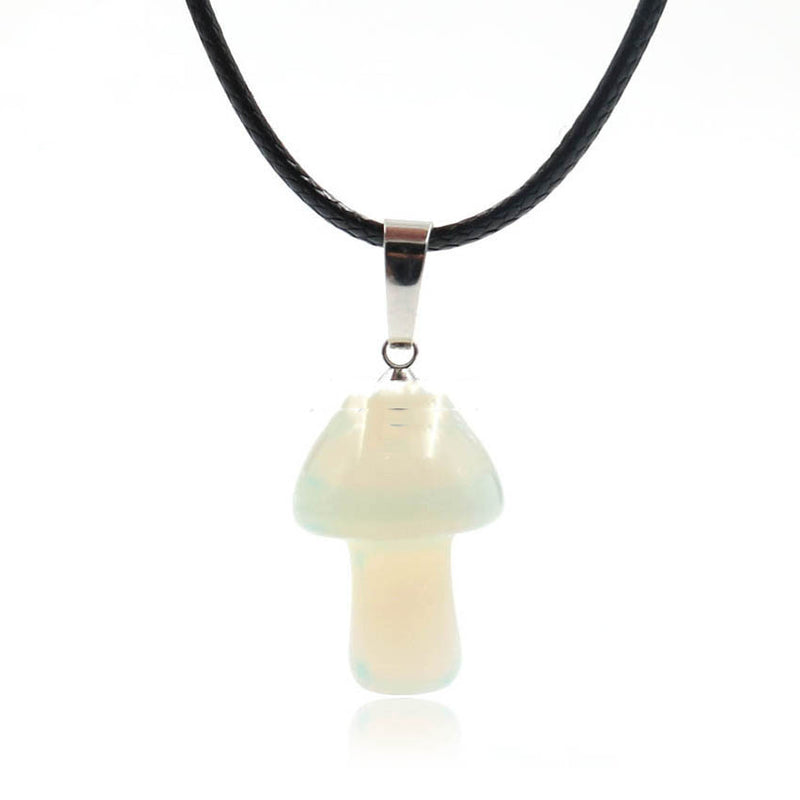 Natural Crystal Mini Small Mushroom Pendant Necklace