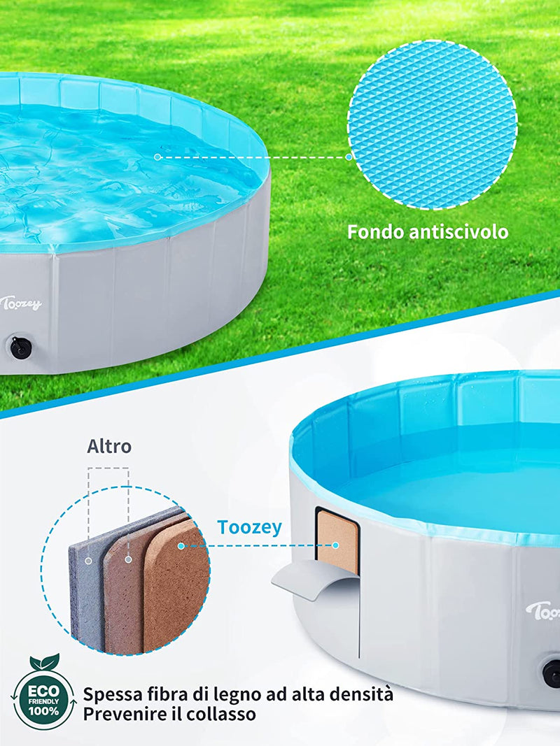 Piscina per Cani, 80Cm / 120Cm/ 160Cm Piscina Pieghevole per Cani Grandi E Piccoli, Piscina Rigida per Bambini, 100% Sicuro & Non Tossico