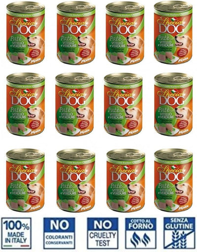 MONGE SPECIAL DOG PATE' 12 PEZZI DA 400 GR CARNE VITELLO/VERDURE CANI ADULTI