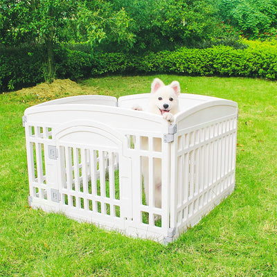 Recinto per Cani Cuccioli Da Interno O Esterno, Box per Cani, Gabbia per Cuccioli Con Cancelletto, Solido Smooth Installazione Semplice Bianco