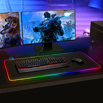 Tappetino Mouse Gaming RGB Gioco XXL per Gamers PC Extra Grande 800 * 300Mm*40Mm Mousepad Antiscivolo Impermeabile per Computer E Laptop - 14 Modalità Luce