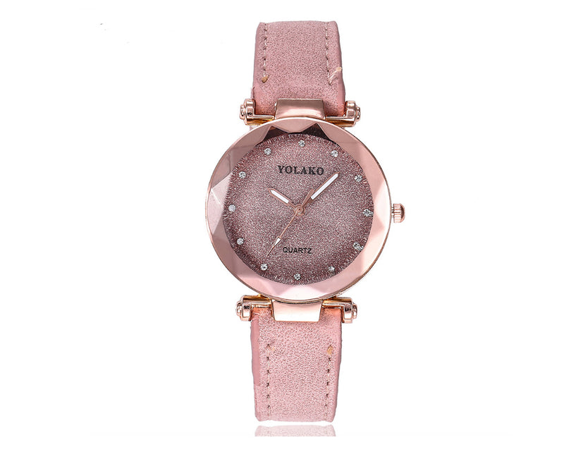 Matte Belt Color Foundation with Diamond Dial Quartz Watch