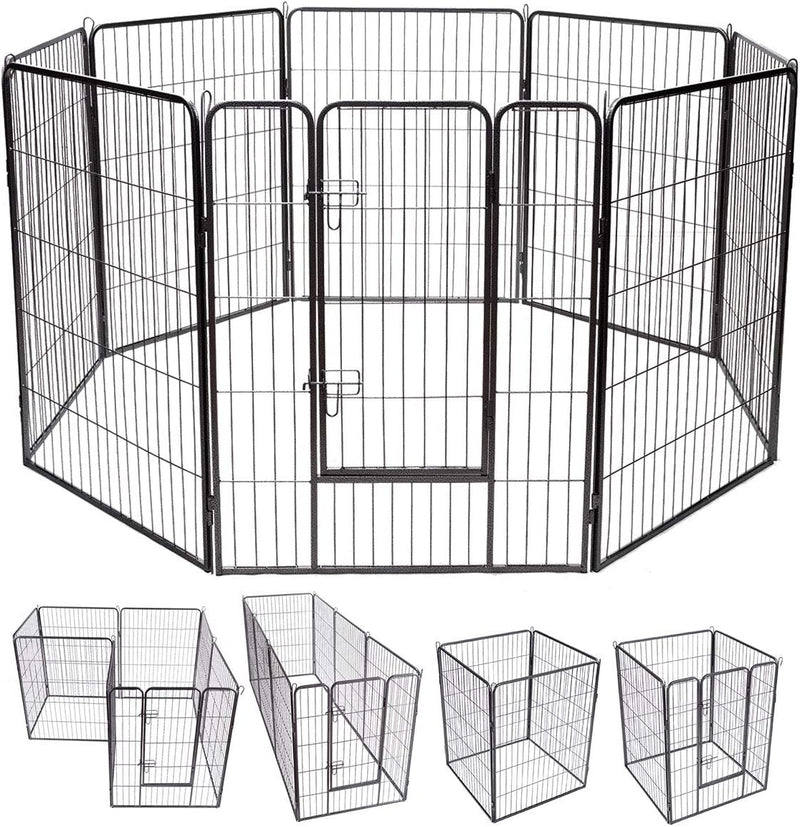 Recinto per Cani Da Interno Ed Esterno, Recinzione per Animali Domestici Con 8 Pannelli Di Metallo, Box per Cani, Gatti E Conigli, 80 X 100 Cm