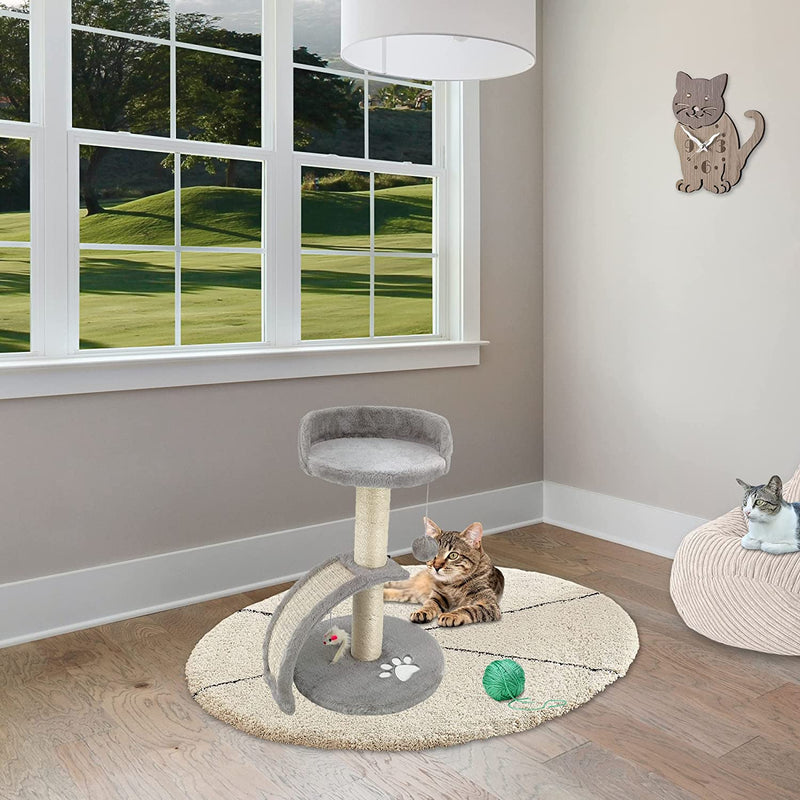 TIRAGRAFFI per Gatti Alto 54 CM. GRAFFIATOIO Parco Giochi Gioco Da Gatto Con Corda SISAL E Cuccia Albero GRAFFIO Palestra - Grigio