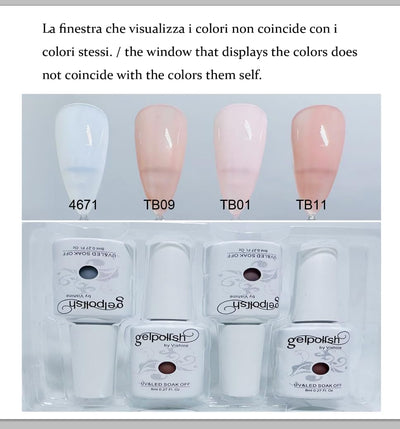 4 Colori Semipermanente Smalto Bianco Latte Rosa per Unghie Colore Naturale Rosa Gelatina Di Cristallo Trasparente Soak off Gel UV LED 8 Ml