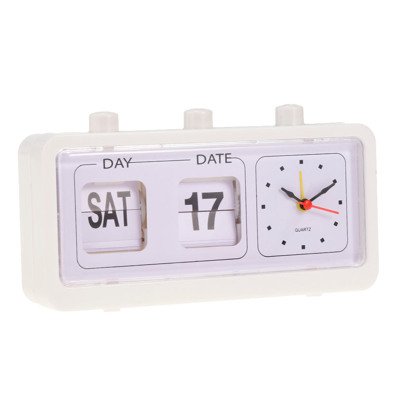 Retro Watch Automatic Flip Clock Non-Ticking Calendar Clock with Date Display