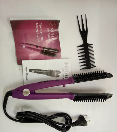 Hair Curling Stick Dual-Purpose Hair Straightener Buckle Hair Curler Electric Coil Comb Plywood