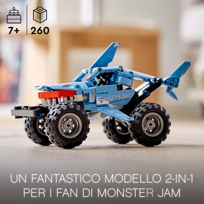 42134 Technic Monster Jam Megalodon 2 in 1, Da Monster Truck Camion Giocattolo a Macchina Low Racer Lusca, Idea Regalo per Bambini, Bambine, Ragazzi E Ragazze Da 7 Anni