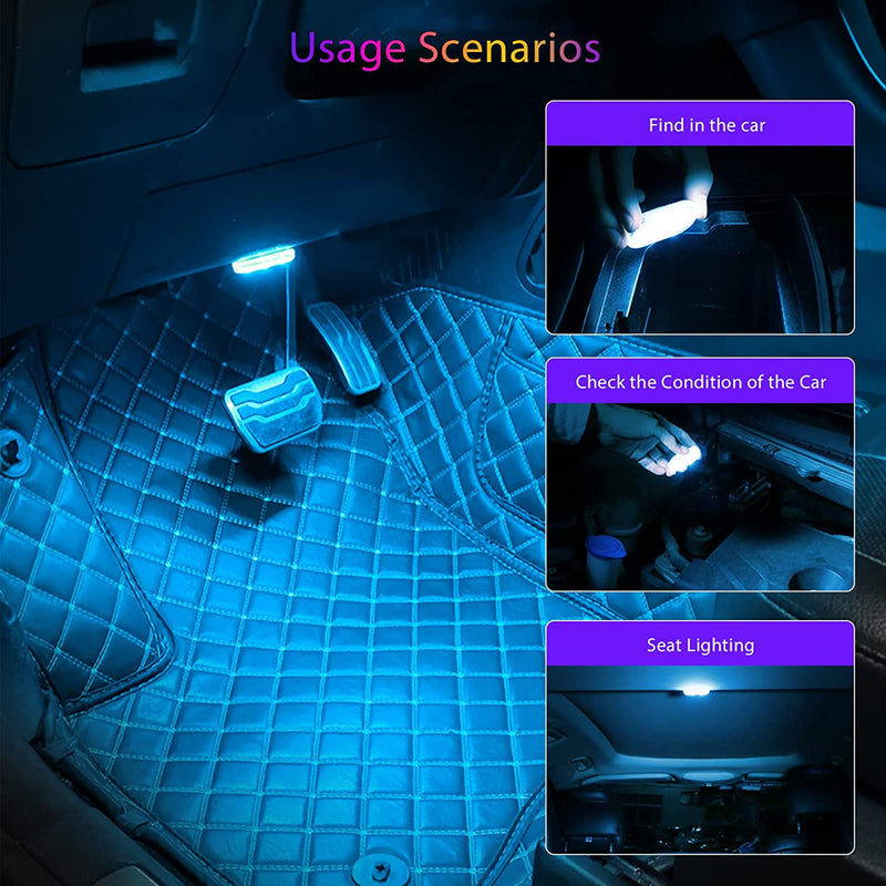 2 Pezzi Luci Led Interne per RGB Auto, Luce Touch a Led 7 Colori Regolabile Ricaricabile Usb Led Auto Senza Fili Accessori per Auto Illuminazione Ambientale Interna