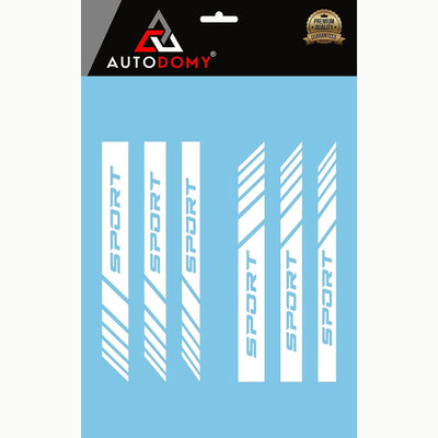 Confezione Adesivi per Specchietti Retrovisori Car Stripes Strisce Design Confezione Da 6 Unità Con Diverse Larghezze Design Sport Tuning per Auto O Moto Esterni (Bianco)