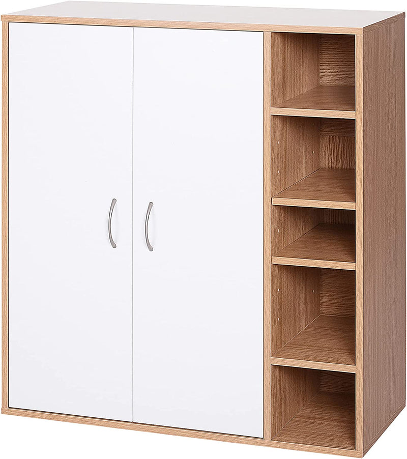 Scarpiera Slim Da Parete, Mobile Multiuso Con 2 Ante E Ripiani Regolabili per Camera Da Letto E Ingresso, in Legno, 80X32X91Cm