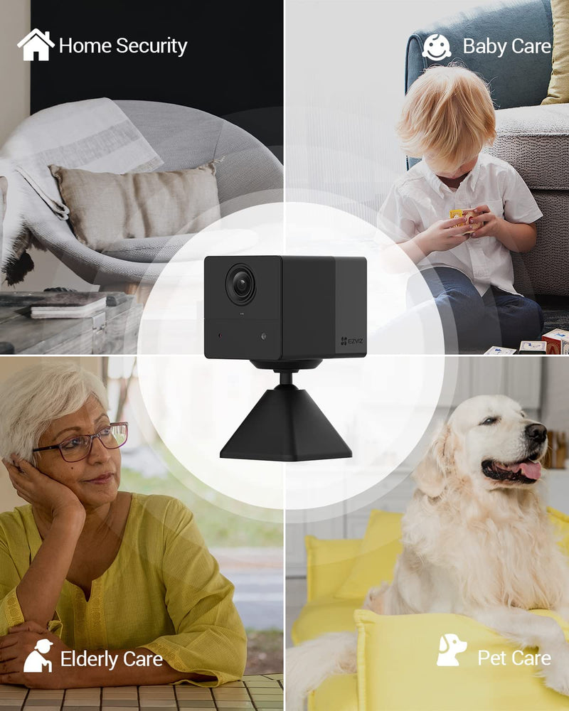 Telecamera Wifi Interno a Batteria, 100% Senza Fili, 50 Giorni Di Durata Della Batteria, FHD 1080P, Visione Notturna, Rilevamento Di Persona, Compatibile Con Alexa, BC2