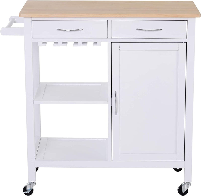 Carrello Da Cucina Classico Con Cassetti E Ruote in Legno Salvaspazio 89X40X84Cm