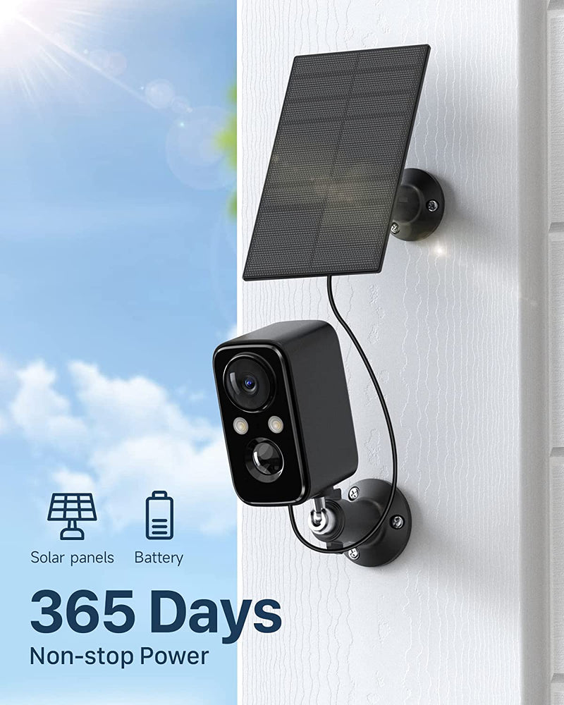 Telecamera Wi-Fi Esterno Con Pannello Solare, Telecamera Wifi Esterno Batteria Senza Fili, Visione Notturna a Colori, Rilevazione Di Movimento PIR, IP66, Audio a 2 Vie