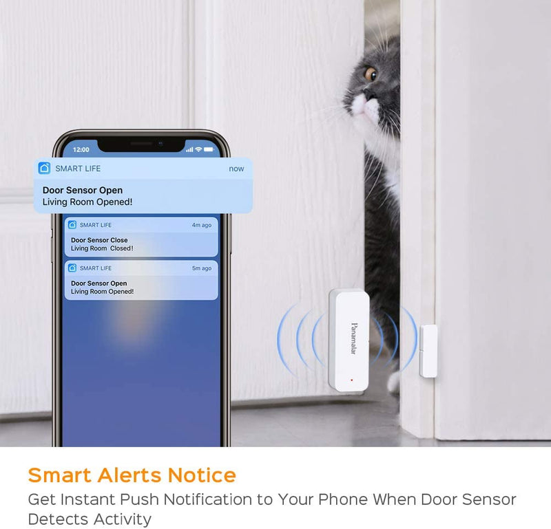 Sensore per Porte E Finestre Wifi,Rilevamento Intelligente Dello Stato Della Porta, Invia Avviso Al Telefono,Funziona Con Alexa Google Home, Accessorio per Dispositivo Smart Home Con Scena