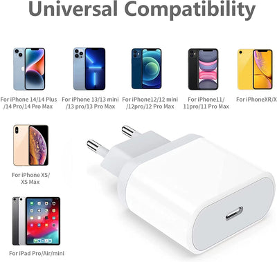 20W USB C Rapido Caricatore per Iphone 14/14 Plus/14 Pro/14 Pro Max/13/12/11/Xs/Xs Max/Xr/X, Ipad, USBC PD 3.0 Caricabatterie Spina Alimentatore Presa Carica Spinotto Muro Adattatore Ricarica