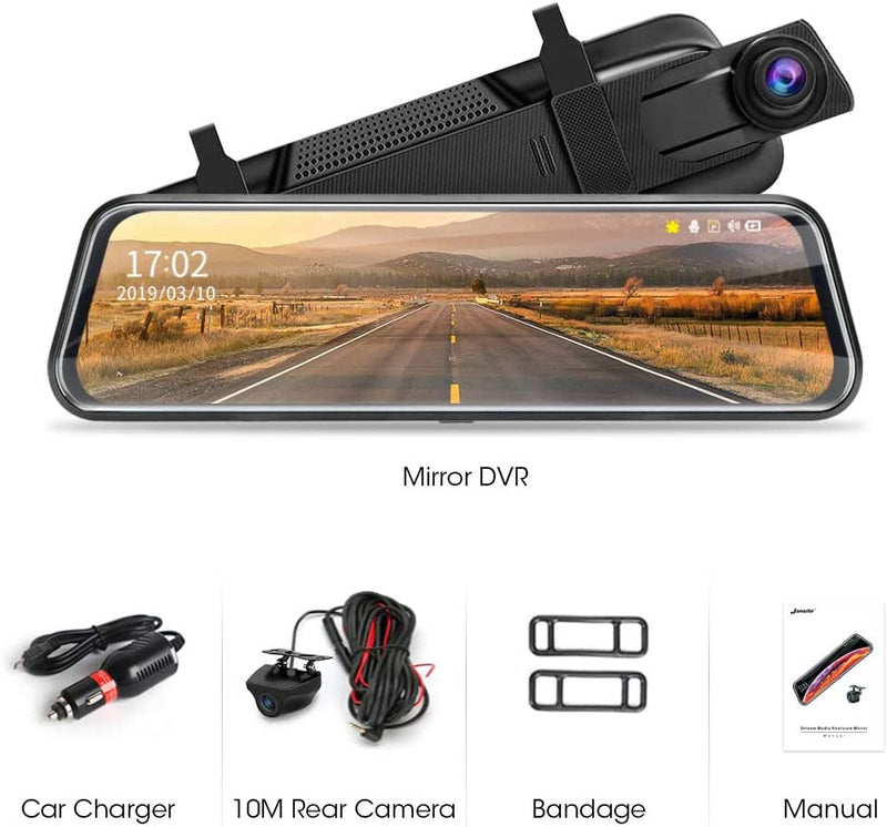 【Neue Version】 Specchio Retrovisore Auto 10 Pollici Touchscreen, Posteriore E Anteriore 1080P Mirror Dash Cam Specchietto Retrovisore Con Cavi Da 10M, Visione Notturna Grandangolare 170°