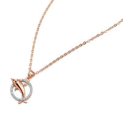 Dongguan Jewelry Manufacturer Direct Selling Romantic Dolphin Necklace Personality Korean Tide Female Copper Pendant Simple Fashion Necklace