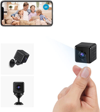 Telecamera Nascosta 2023 4K HD Mini Telecamera Spia Wifi Interno Videocamera Sorveglianza Telecamere Senza Fili Microcamere Spia Batteria Lunga Durata Spy Cam per Bambini/Casa/Auto