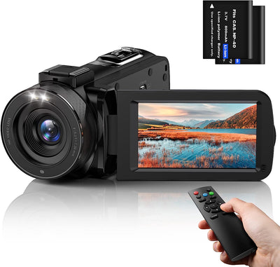 Videocamera FHD 1080P 36MP 30FPS Videocamera Digitale Vlogging per Youtube Visione Notturna IR 16X Zoom Digitale 270 Gradi Rotazione 3.0" Touch Screen Videoregistratore, Telecomando E 2 Batterie